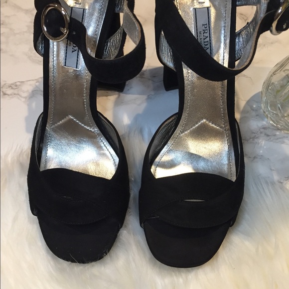 🔥SOLD Prada black  suede platform sandals - Picture 5 of 8
